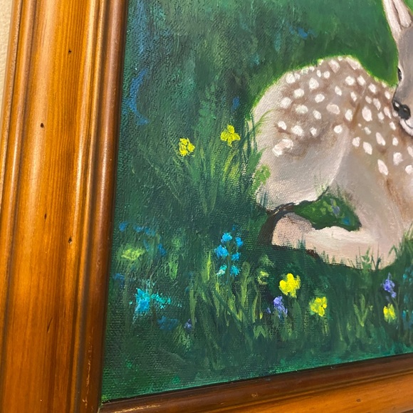 Original Fawn Painting with Solid Wooden Frame - Picture 4 of 5